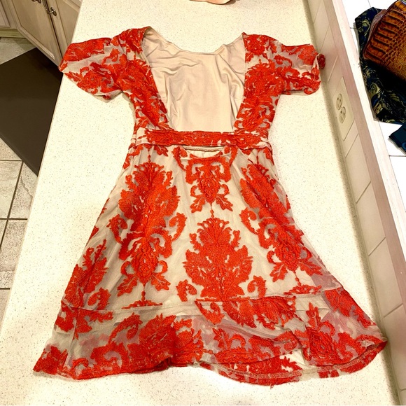 For Love & Lemons San Marcos Lace Open Back red Dress XS - Picture 9 of 9
